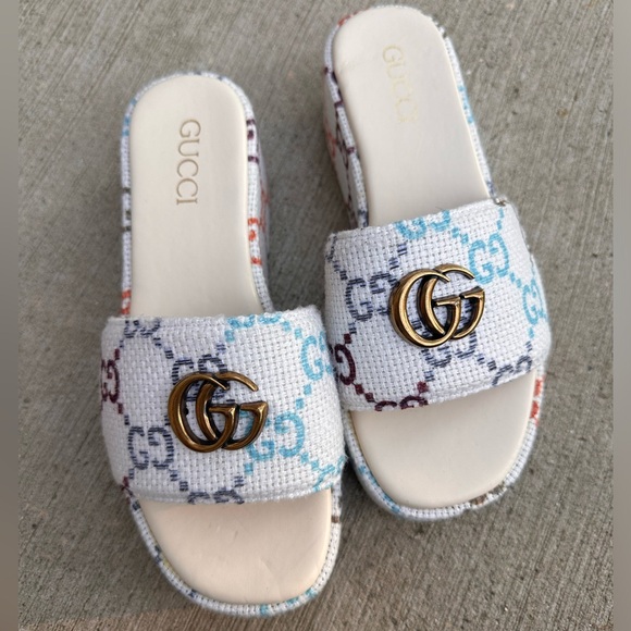 Shoes - Luxury Style Rainbow GG Platform Slides ~ NEW